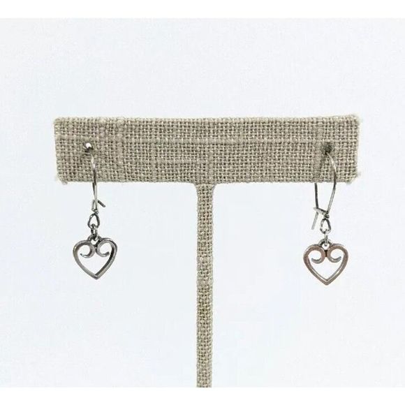 Heart Shaped James Avery Retired Dangle Earrings 925 Sterling Silver Scrolled - Picture 2 of 10
